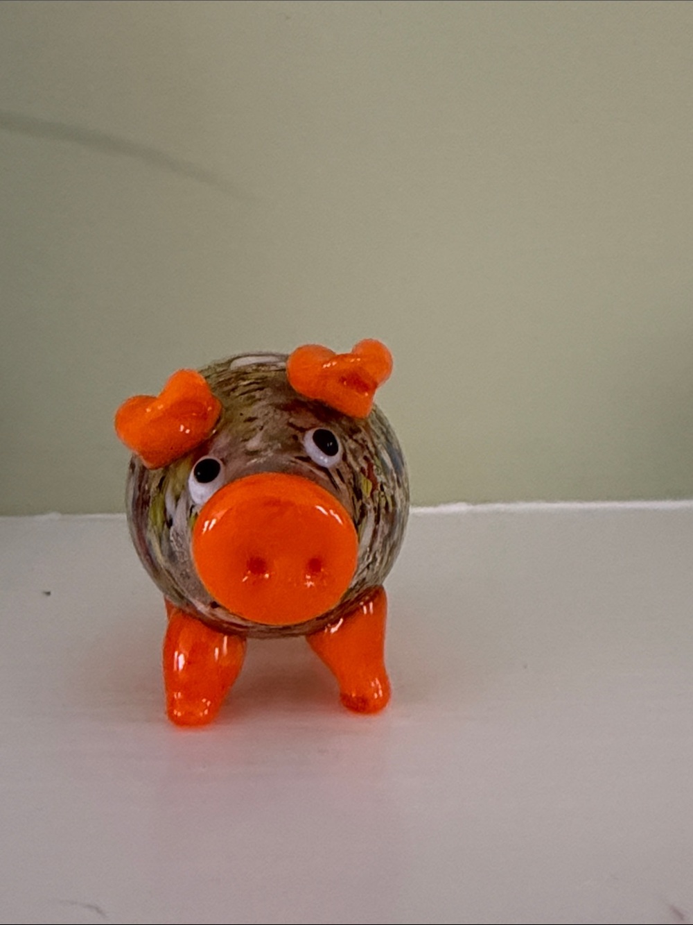 Vintage Confetti Art Glass Pig Figurine Kitsch Grandmacore Cottagecore Nostalgic